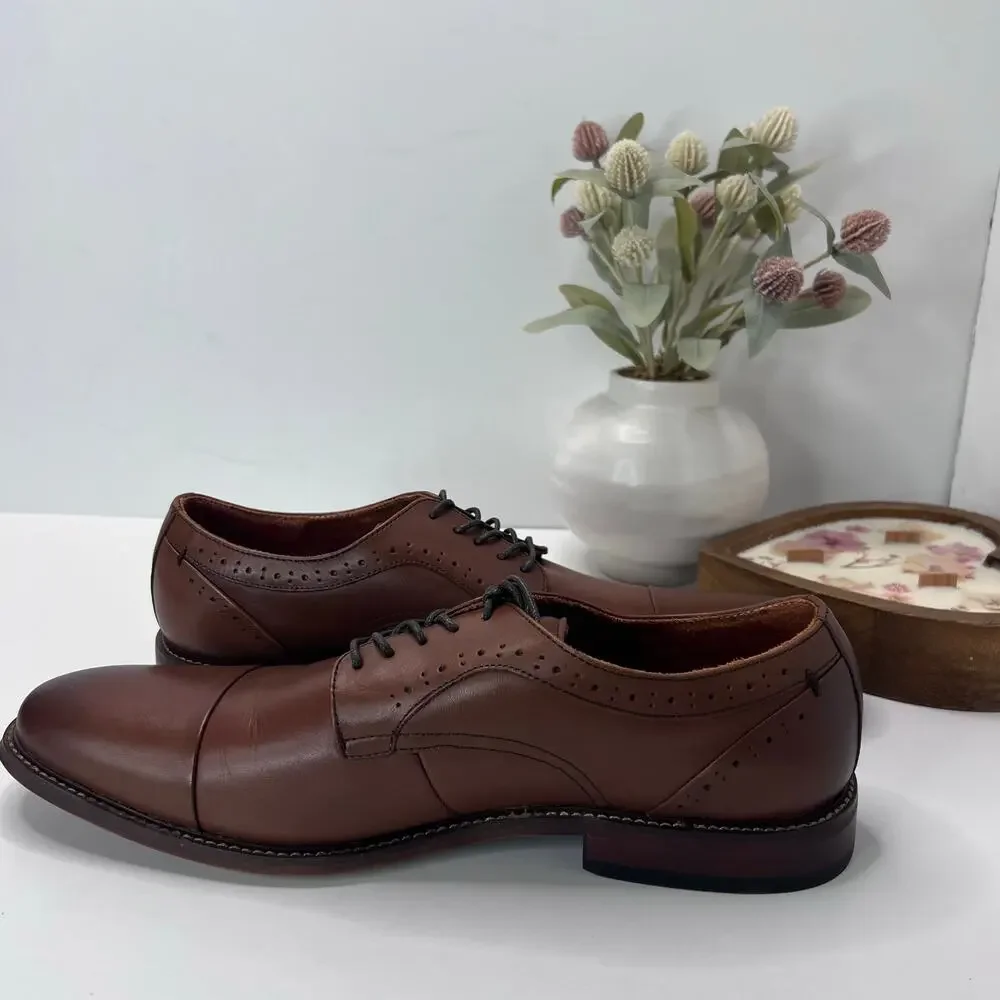 Stacy Adams Maddox Cap Toe Leather Oxford Dress Shoes Brown Men's 13M